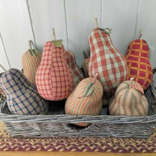 Primitive Homespun Ticking Striped Fabric Pear - The Homespun Loft