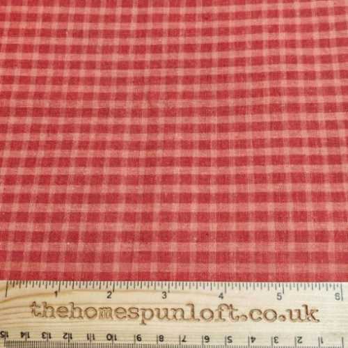 Primitive Dark Orange Checked Homespun Fabric - The Homespun Loft