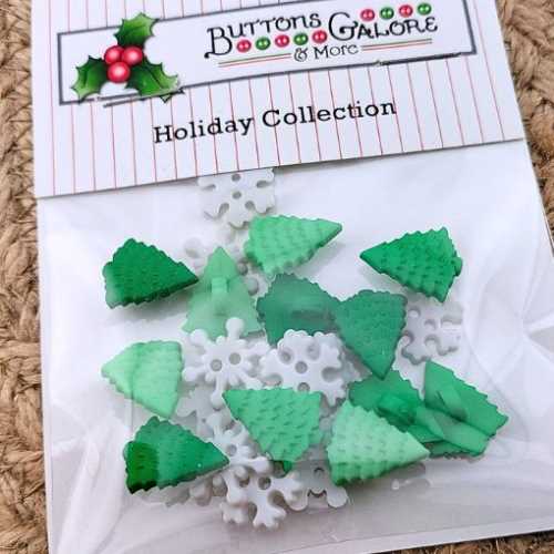 Tiny Blizzard Snowflake and Tree Buttons - The Homespun Loft