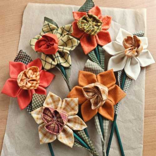 Primitive Country Fabric Daffodil Flower Bouquet 2 - The Homespun Loft