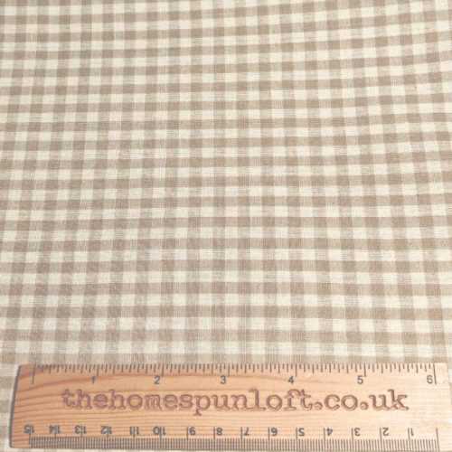 Primitive Antique Cream Checked Homespun Fabric - The Homespun Loft