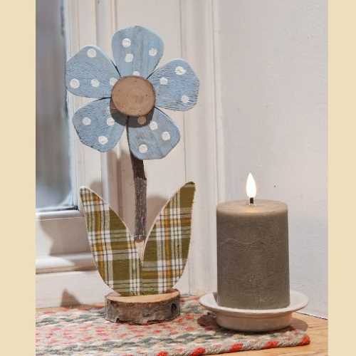 Sweetheart Rustic Painted Wooden Blue Flower - The Homespun Loft