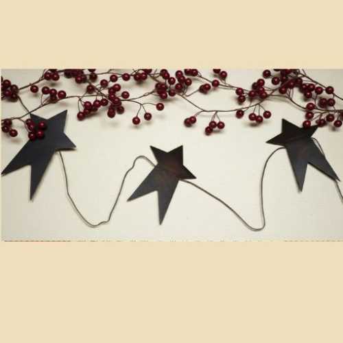 5ft Primitive Black Tin 3" Star Garland - The Homespun Loft
