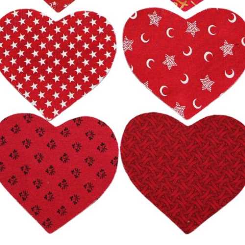 12 Reds Cotton Fabric Heart Die Cut Shapes - The Homespun Loft