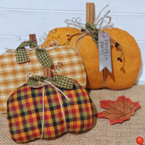 Handmade Primitive Autumny Pumpkin Patch Set of 3 - The Homespun Loft