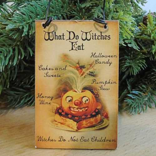 What Do Witches Eat Vintage look Halloween Sign - The Homespun Loft