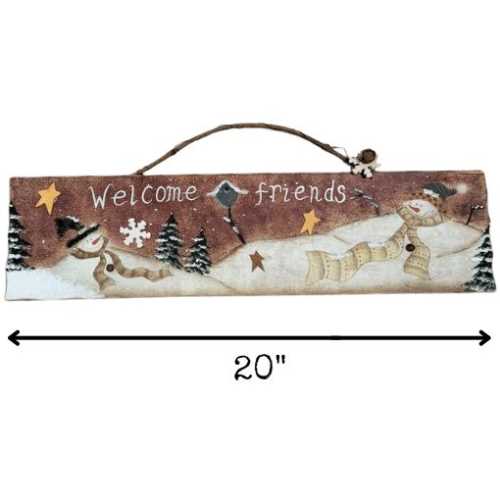 20" Primitive Christmas Wooden Snowman Hanger - The Homespun Loft