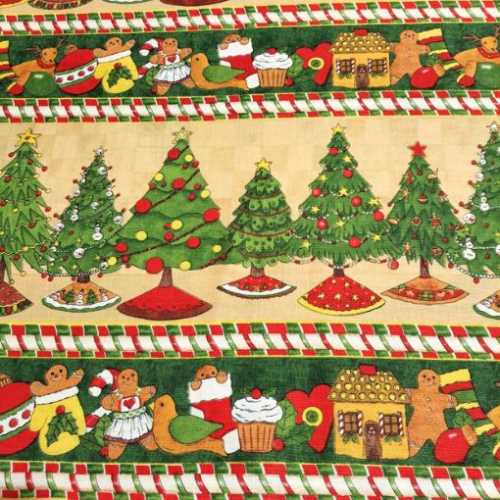 FQ Ginger Trees Christmas Border Fabric - The Homespun Loft