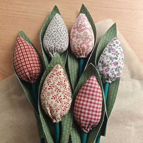 Country Fabric Flower Mixed Bouquet of 6 Tulips - The Homespun Loft