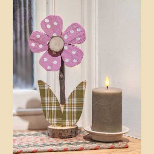 Sweetheart Rustic Painted Wooden Lilac Flower - The Homespun Loft
