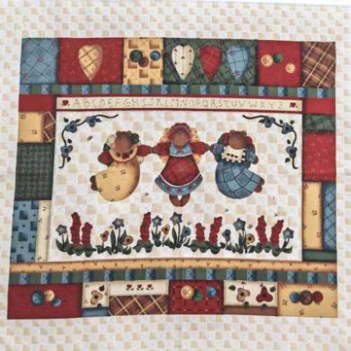16" Country Bears at Heart Panel by Leslie Beck - The Homespun Loft
