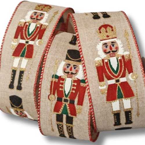 63mm Nutcracker Christmas WIred Ribbon - The Homespun Loft