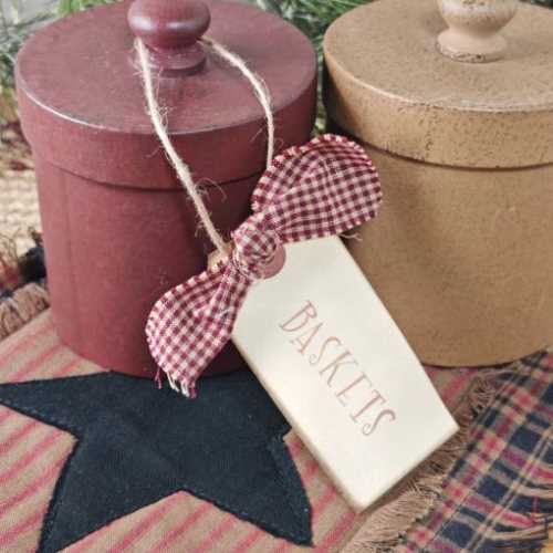 Primitive BASKETS Hang Tag with Homespun Tie - The Homespun Loft