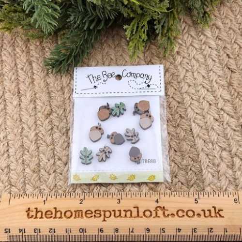 Pack of 10 Acorn and Leaf Autumn Fall Buttons - The Homespun Loft