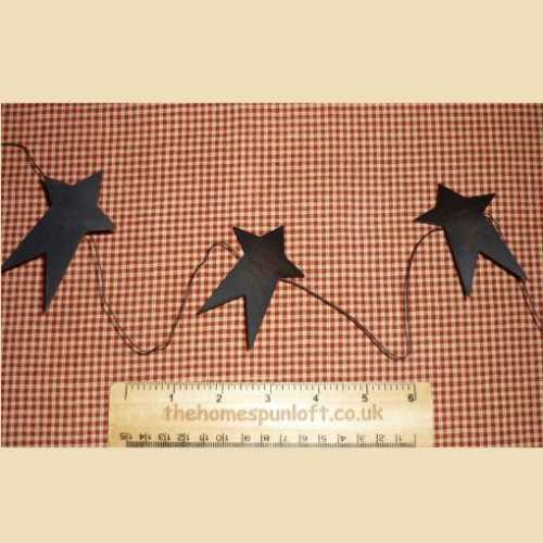 5ft Primitive 3" Star Garland in Black Tin - The Homespun Loft