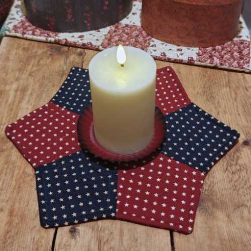 Primitive Star Quilted Candle Mug Table Mat - The Homespun Loft