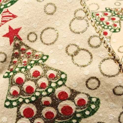 63mm Rich Cream Christmas Tree Glitter Ribbon - The Homespun Loft