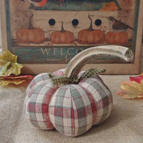5" Homespun Fabric Handmade Autumn Pumpkin - The Homespun Loft