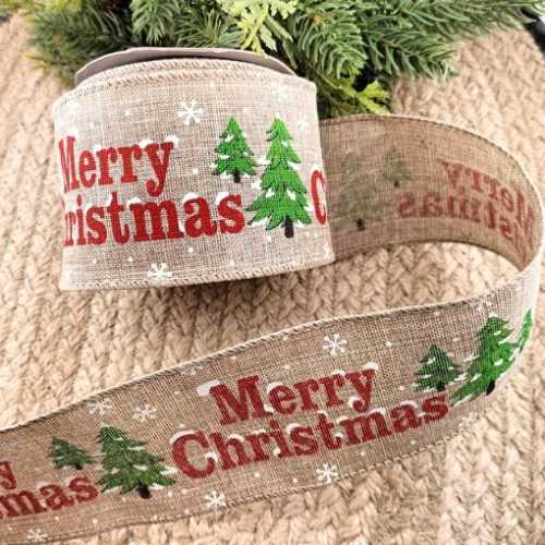 Merry Christmas Hessian Ribbon - The Homespun Loft