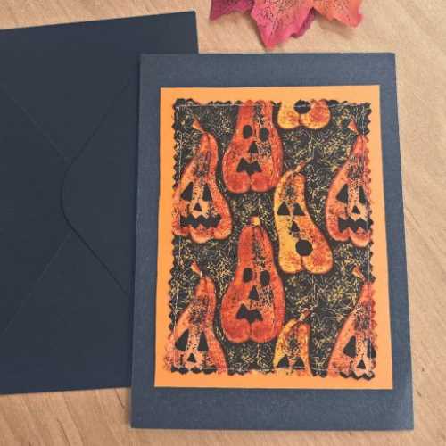 Halloween Autumn Pumpkin Handmade Quilted Card - The Homespun Loft