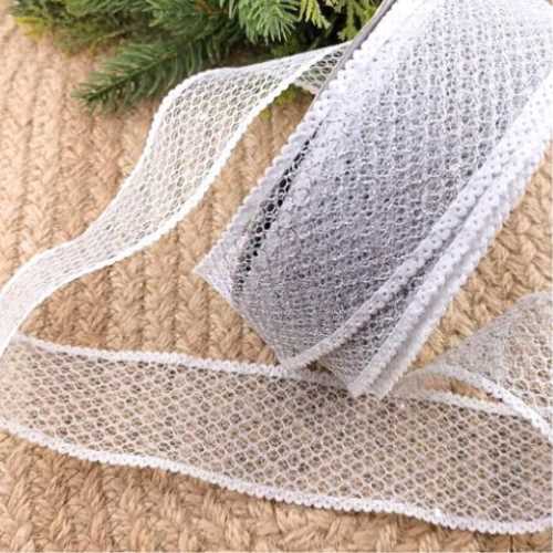 Silver Sparkly Mesh Ribbon - The Homespun Loft