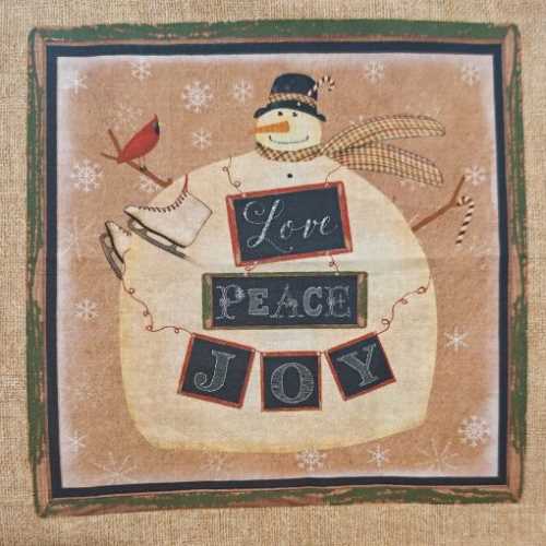 Primitive Snowman Christmas Fabric Panel - The Homespun Loft