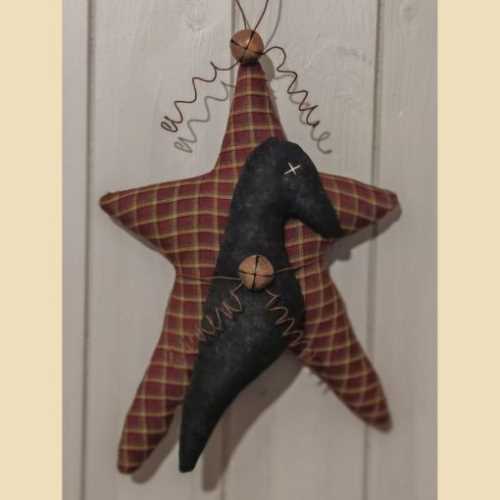 10" Primitive Crow and Star Hanging Decoration - The Homespun Loft