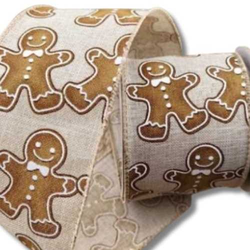 60mm Gingerbread Men Christmas Wired Ribbon - The Homespun Loft