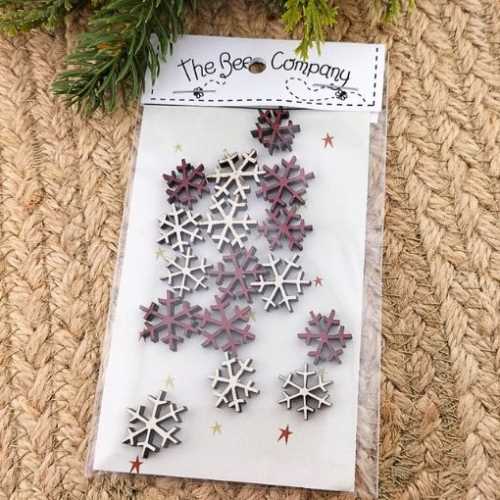 Pack of 16 Primitive Christmas Snowflake Buttons - The Homespun Loft