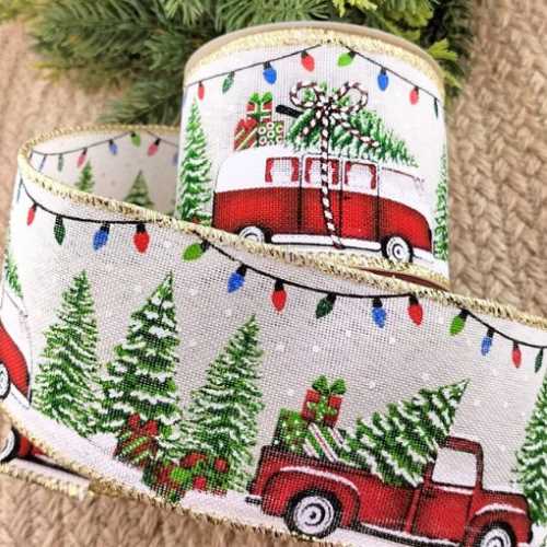 Driving Home For Christmas Wired Ribbon - The Homespun Loft