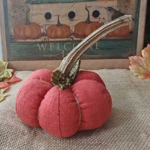 4 1/2" Handmade Fabric Autumn Pumpkin Halloween - The Homespun Loft