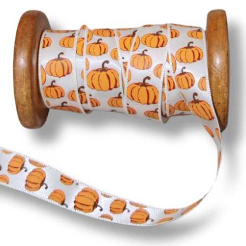 16mm Autumn Fall Pumpkin Satiny Craft Ribbon - The Homespun Loft