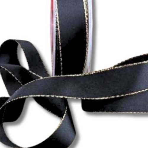 25mm Black and Gold Satin Ribbon - The Homespun Loft