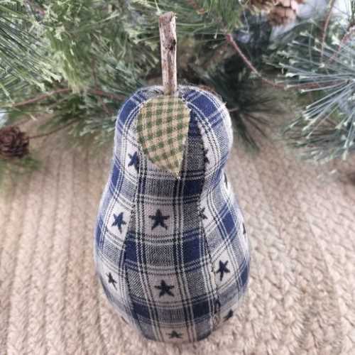 Primitive Navy Star Homespun Fabric Pear - The Homespun Loft