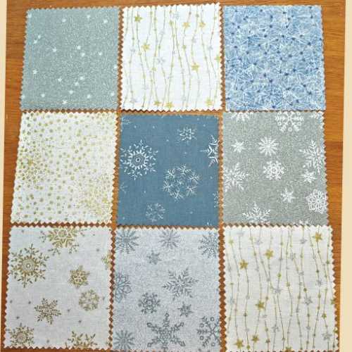 9 Winter Icy Glitter Sparkle Quilt Fabric Pieces - The Homespun Loft
