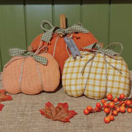 Set of 3 Handmade Primitive Fall Pumpkins - The Homespun Loft