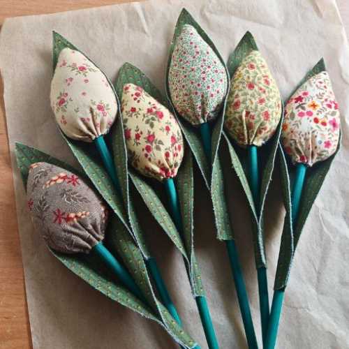 Country Fabric Flower Bouquet of Tulips Yellows - The Homespun Loft