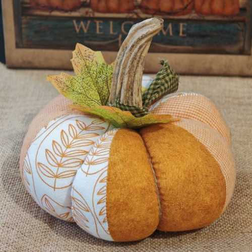 6" Handmade Country Fabric Pumpkin Autumn - The Homespun Loft