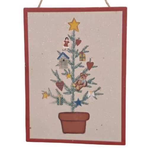 8" Primitive Christmas Tree Painted Hanger - The Homespun Loft