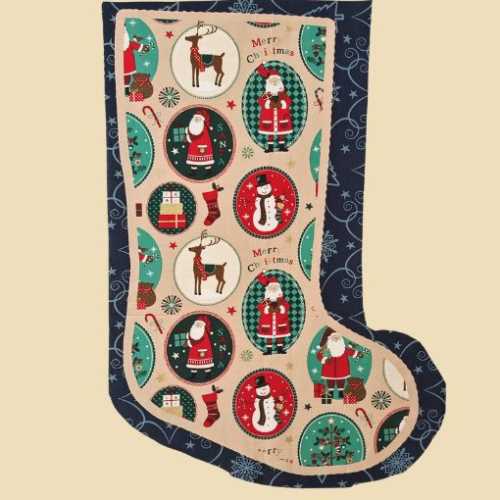 Christmas Stocking Front by Rose and Hubble - The Homespun Loft