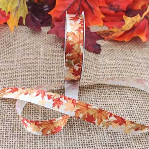 Autumn Fall Leaf Satiny Craft Ribbon - The Homespun Loft