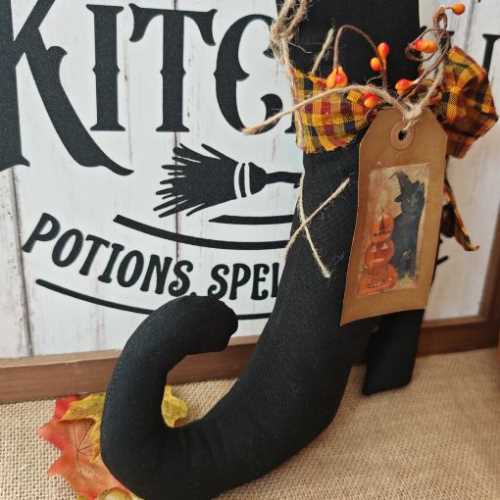 10" Primitive Witch Boot Handmade OOAK Halloween - The Homespun Loft