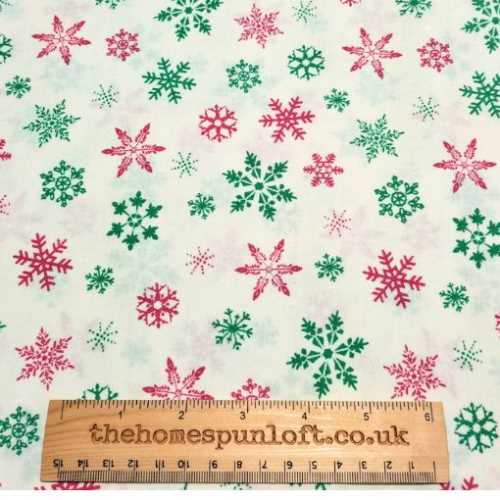 1 Metre Christmas Snowflake Cotton Fabric - The Homespun Loft
