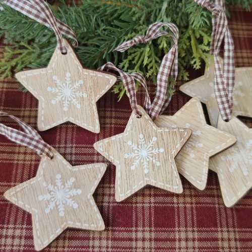 Wooden Star with Snowflake Christmas Decoration - The Homespun Loft