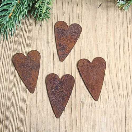 4cm Rusty Tin Primitive Heart - The Homespun Loft