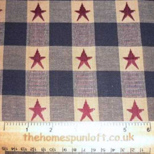 American Navy Barn Red Star Homespun Fabric - The Homespun Loft