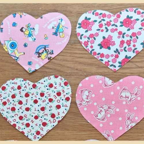 12 Cotton Fabric Heart Die Cut Shapes - The Homespun Loft