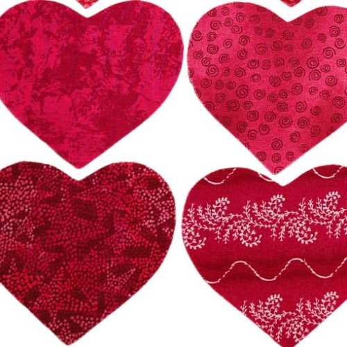 16 Brick Cotton Fabric Heart Die Cut Shapes - The Homespun Loft