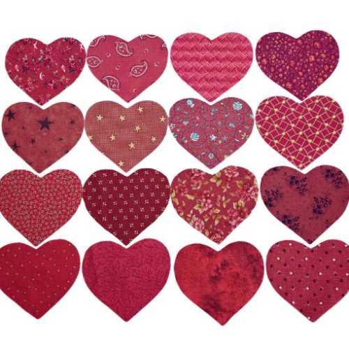 16 Rusty Barn Red Fabric Heart Die Cut Shapes - The Homespun Loft