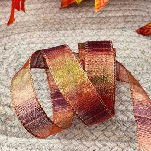 Harvest Autumn Striped Glitter Wired Ribbon - The Homespun Loft